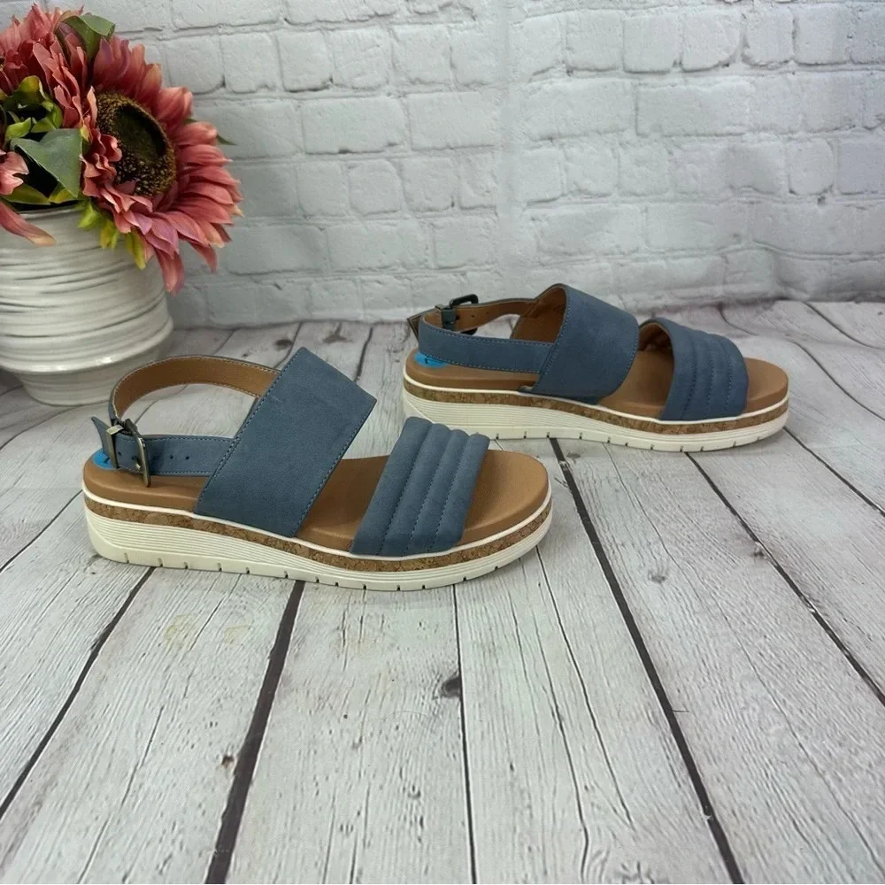 adrienne vittadini sport wedge sandals steel grey color size 7.5